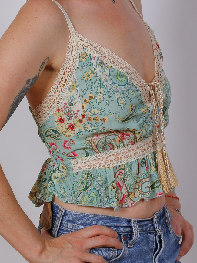 Caraco brodé vert femme - Culture Sud