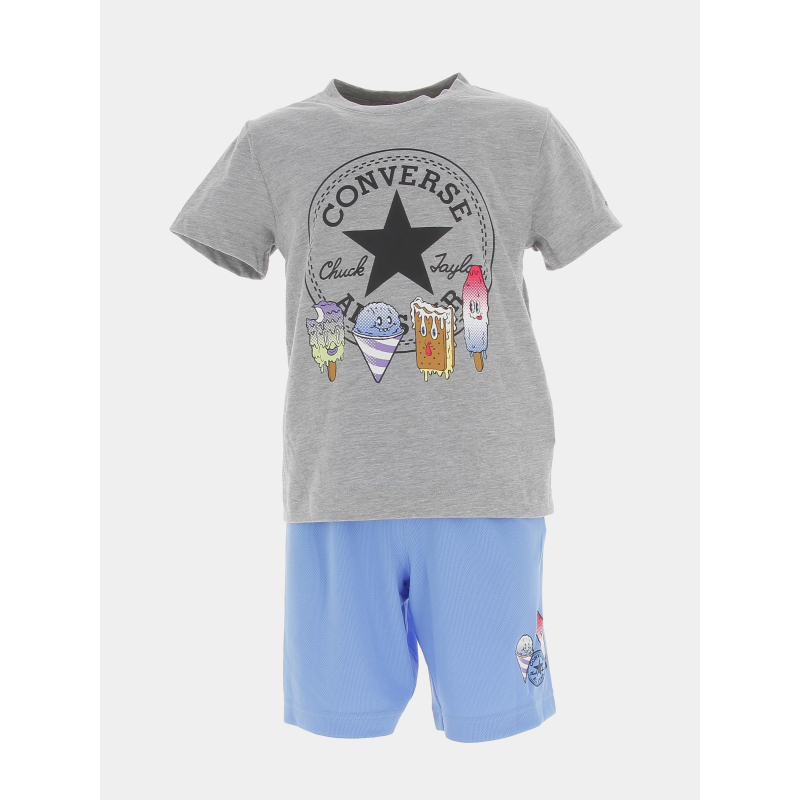 Ensemble short/t-shirt frozen friends gris garçon - Converse