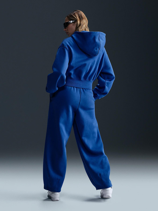 Sweat à capuche zippé court et ample bleu femme - Nike