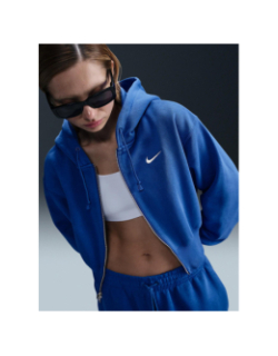 Sweat à capuche zippé court et ample bleu femme - Nike