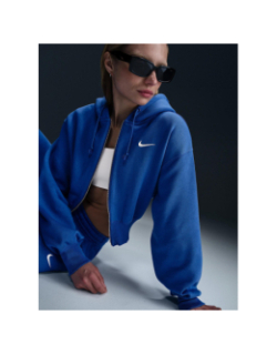 Sweat à capuche zippé court et ample bleu femme - Nike
