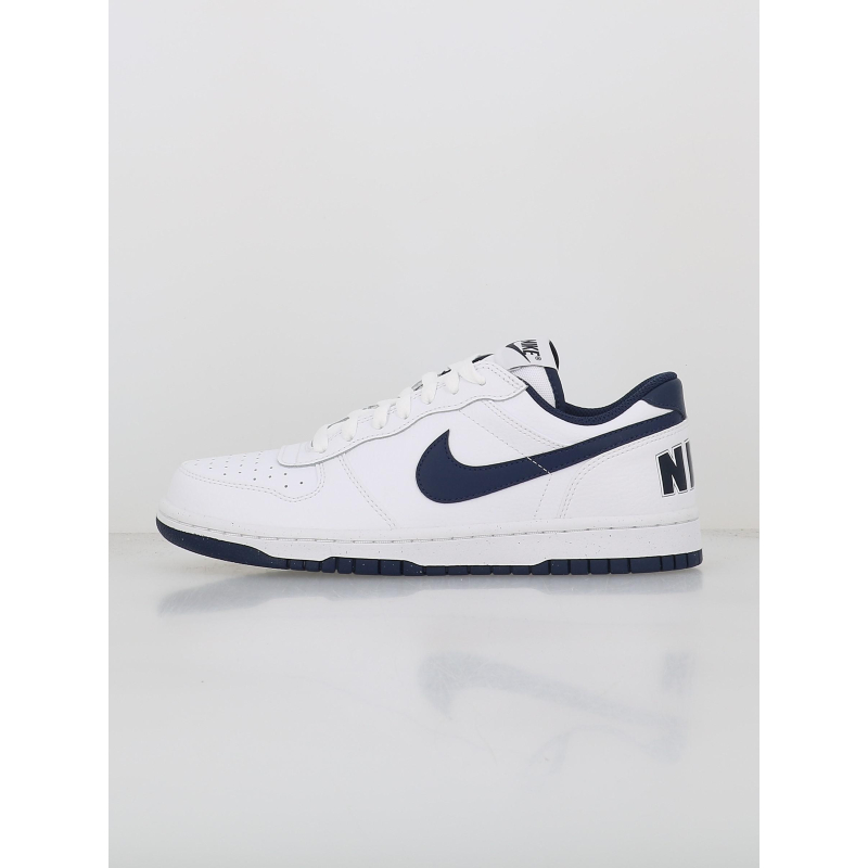Baskets en cuir big low blanc bleu marine homme - Nike