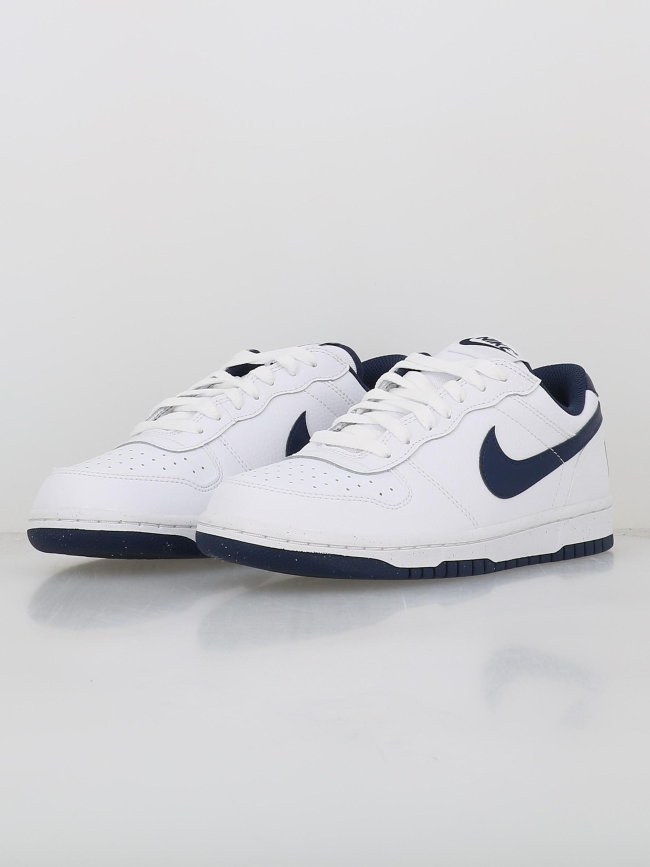 Baskets en cuir big low blanc bleu marine homme - Nike