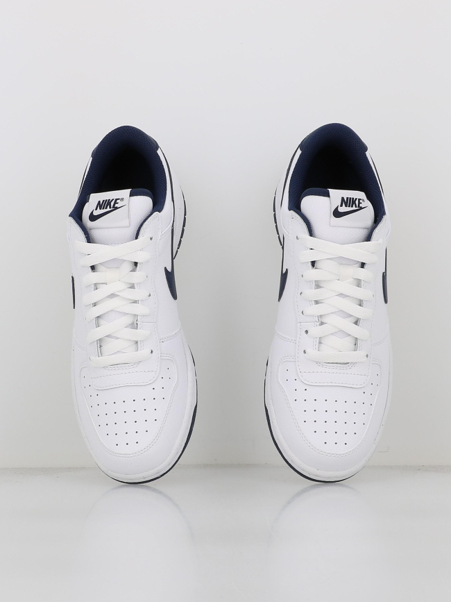 Baskets en cuir big low blanc bleu marine homme - Nike