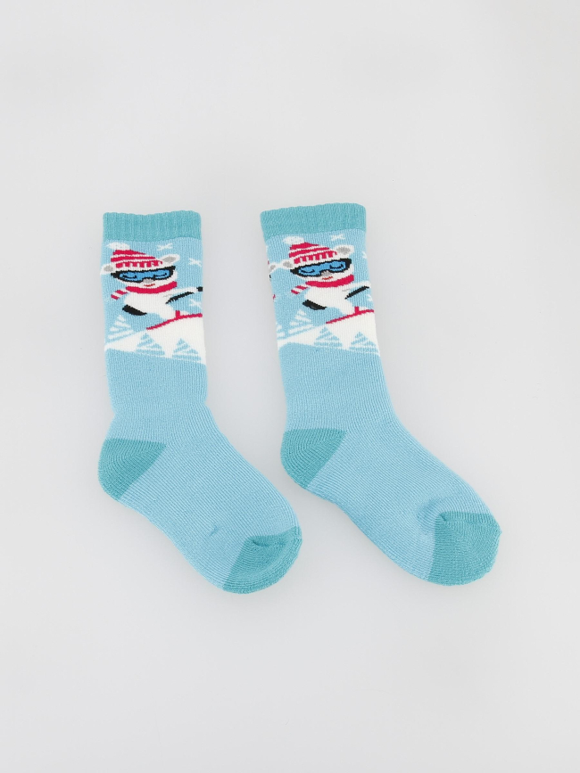 Chaussettes de neige mi-bas baby bleu et rose - Thyo