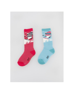 Chaussettes de neige mi-bas baby bleu et rose - Thyo