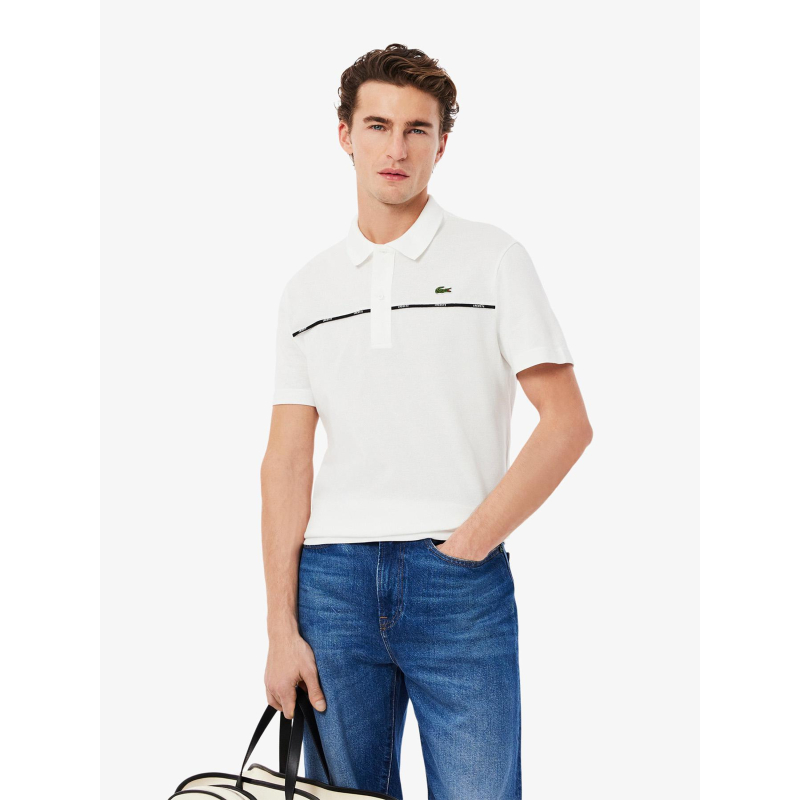 Polo L.12.12 regular fit à liseré griffé blanc homme - Lacoste