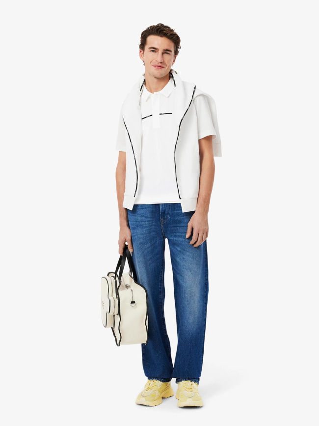 Polo L.12.12 regular fit à liseré griffé blanc homme - Lacoste