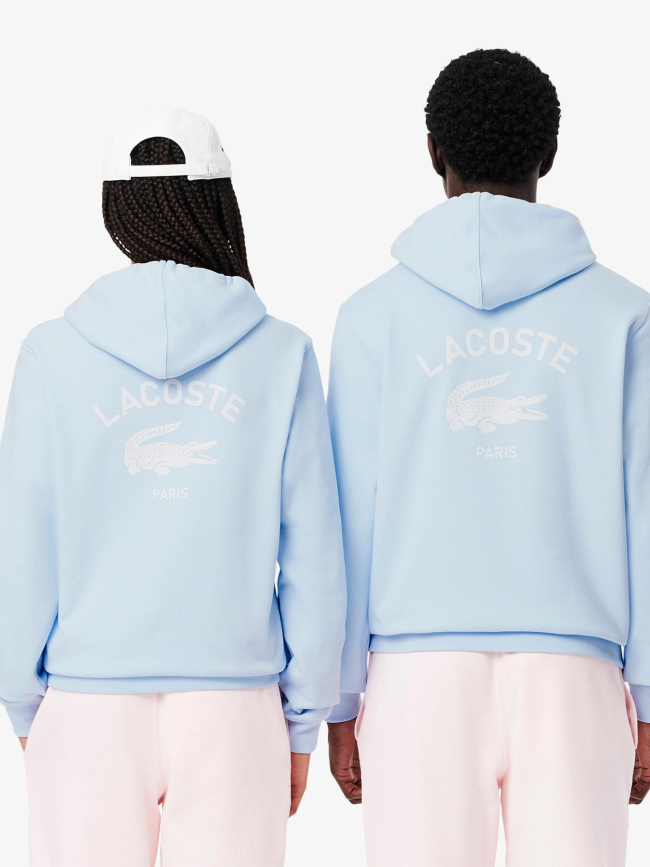 Sweat à capuche à logo imprimé bleu ciel adulte - Lacoste