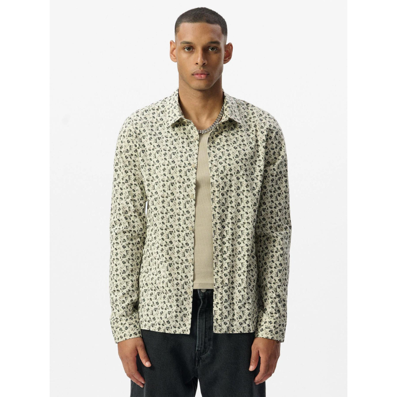 Chemise à motif feuillage carton beige homme - Teddy Smith