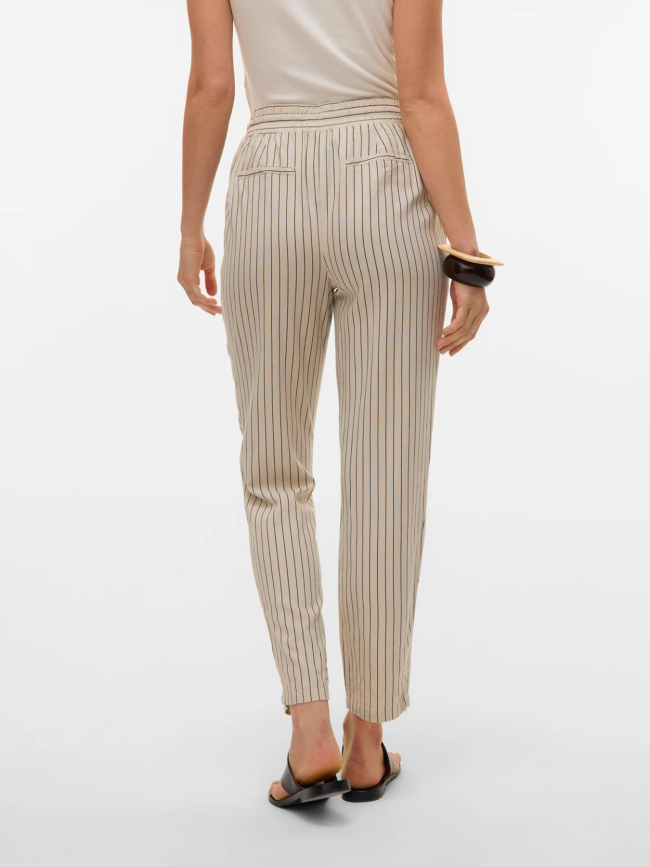 Pantalon large à rayures vmjesmilo beige femme - Vero Moda