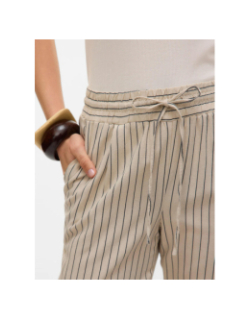 Pantalon large à rayures vmjesmilo beige femme - Vero Moda