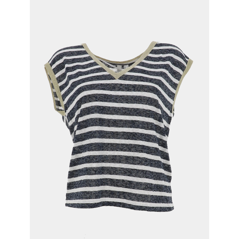 T-shirt rayé col doré baldo bleu marine femme - Vero Moda