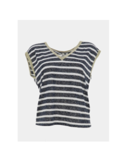 T-shirt rayé col doré baldo bleu marine femme - Vero Moda