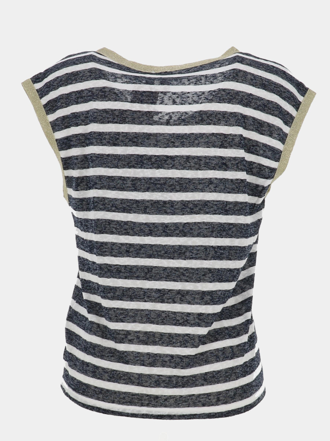 T-shirt rayé col doré baldo bleu marine femme - Vero Moda