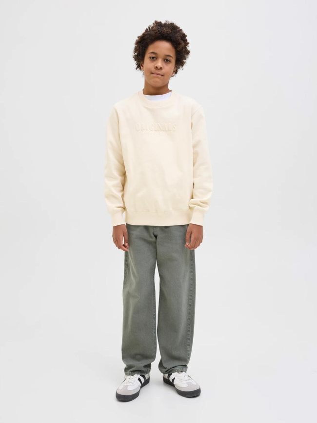 Sweat à col rond jorfrederiksberg beige garçon - Jack & Jones