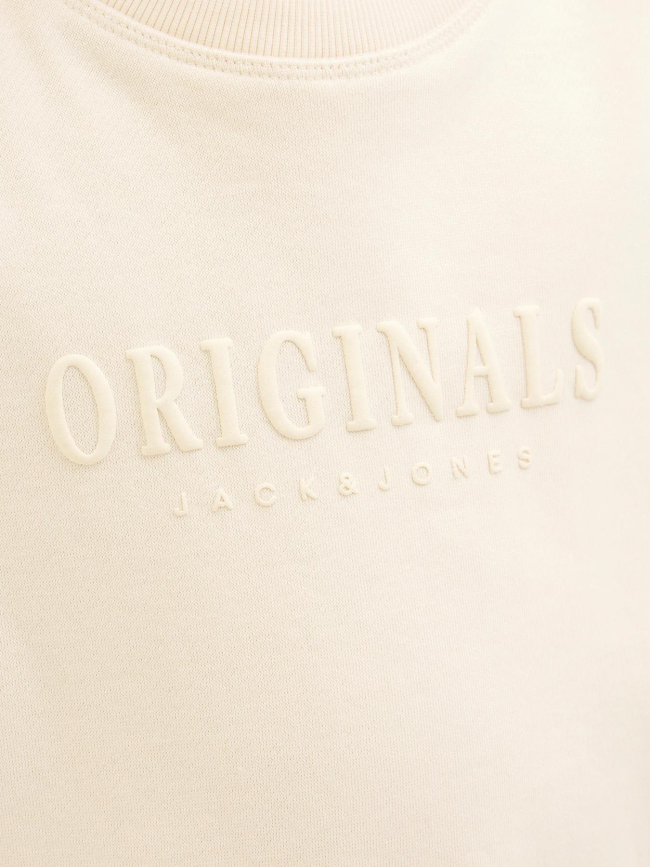 Sweat à col rond jorfrederiksberg beige garçon - Jack & Jones