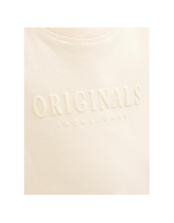Sweat à col rond jorfrederiksberg beige garçon - Jack & Jones