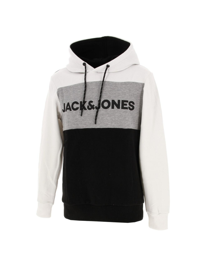 Sweat à capuche blocking blanc homme - Jack & Jones