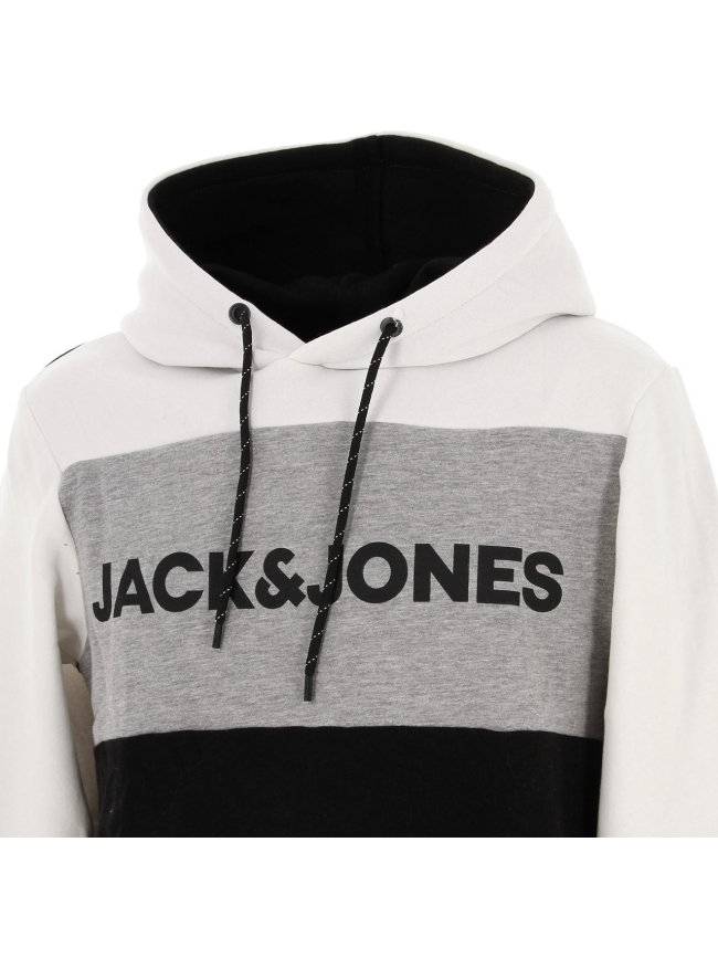 Sweat à capuche blocking blanc homme - Jack & Jones