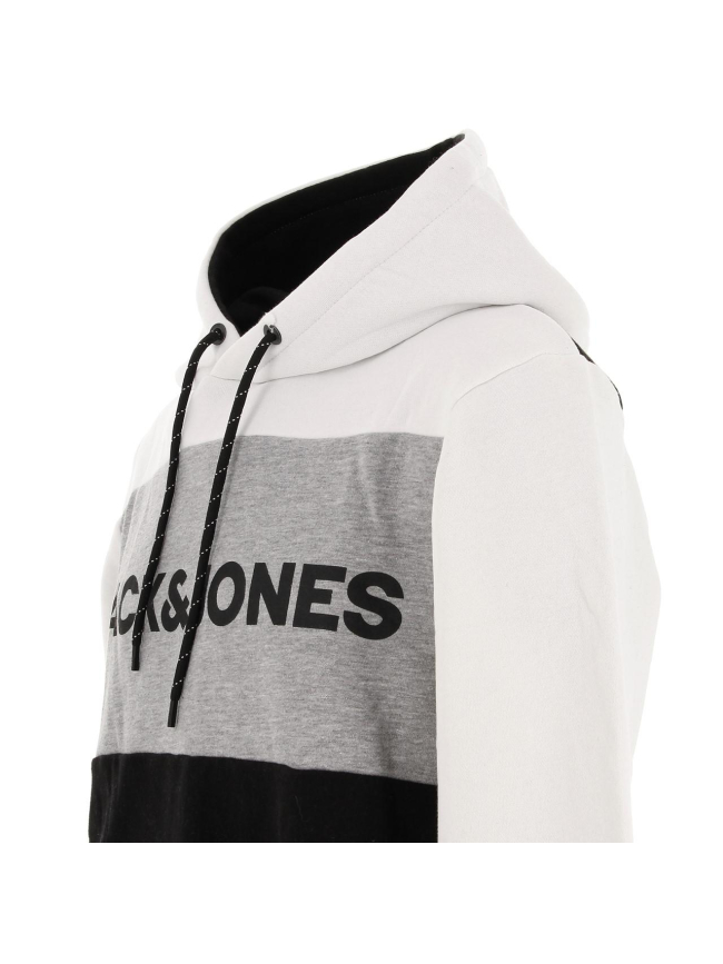 Sweat à capuche blocking blanc homme - Jack & Jones