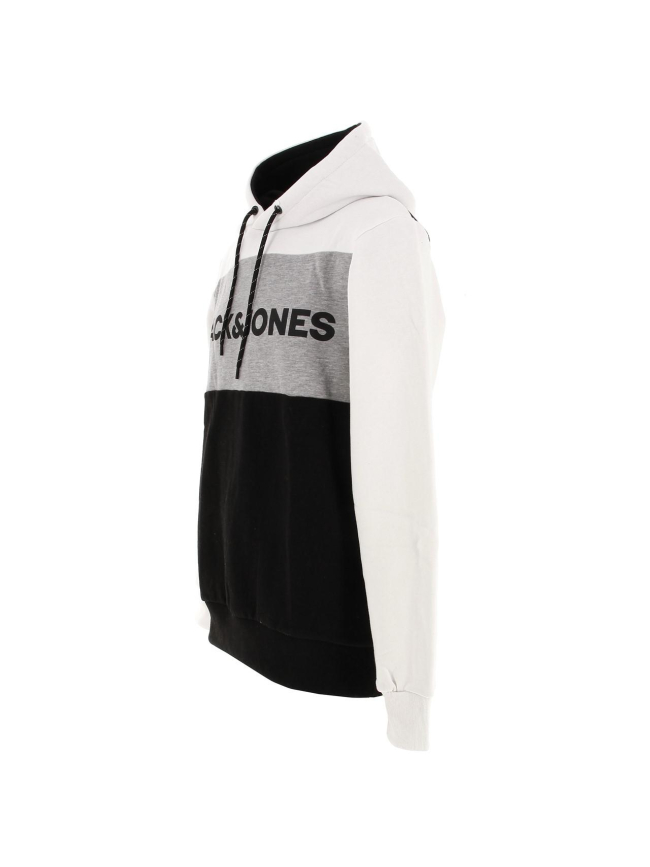 Sweat à capuche blocking blanc homme - Jack & Jones