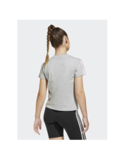 T-shirt de sport à manches courtes 3 stripes gris fille - Adidas
