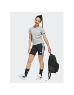 T-shirt de sport à manches courtes 3 stripes gris fille - Adidas