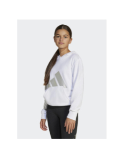 Sweat à capuche logo argenté brillant blanc fille - Adidas