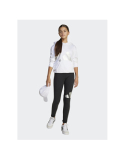 Sweat à capuche logo argenté brillant blanc fille - Adidas