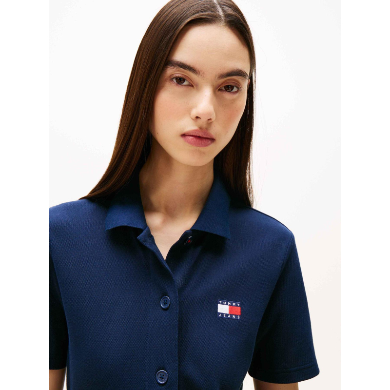 Robe polo en piqué badge bleu marine femme Tommy Jeans