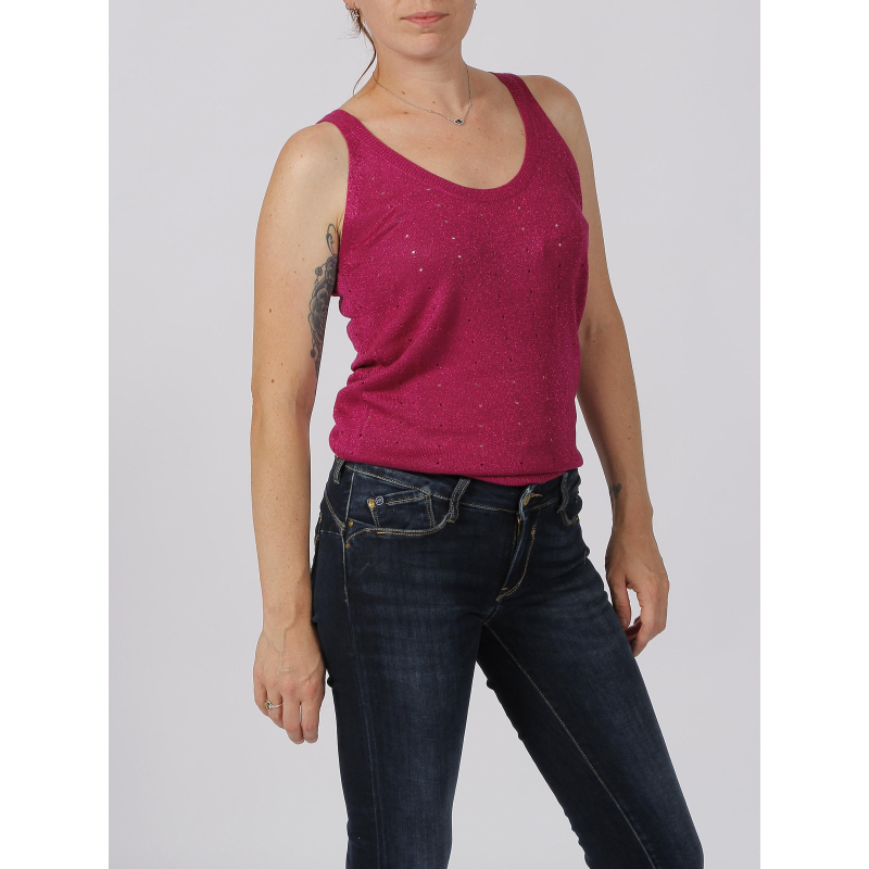 Débardeur ajouré hibiscus rose femme - Morgan