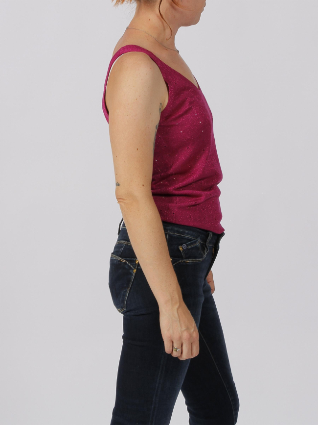 Débardeur ajouré hibiscus rose femme - Morgan