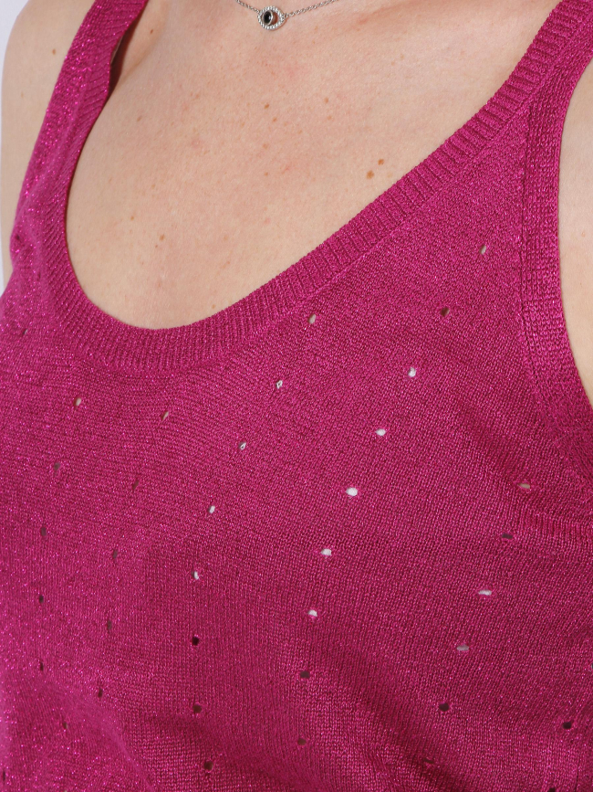 Débardeur ajouré hibiscus rose femme - Morgan