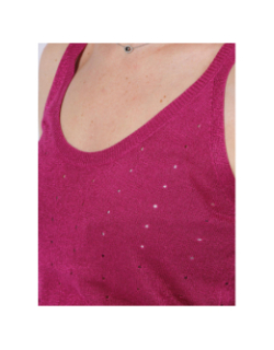 Débardeur ajouré hibiscus rose femme - Morgan