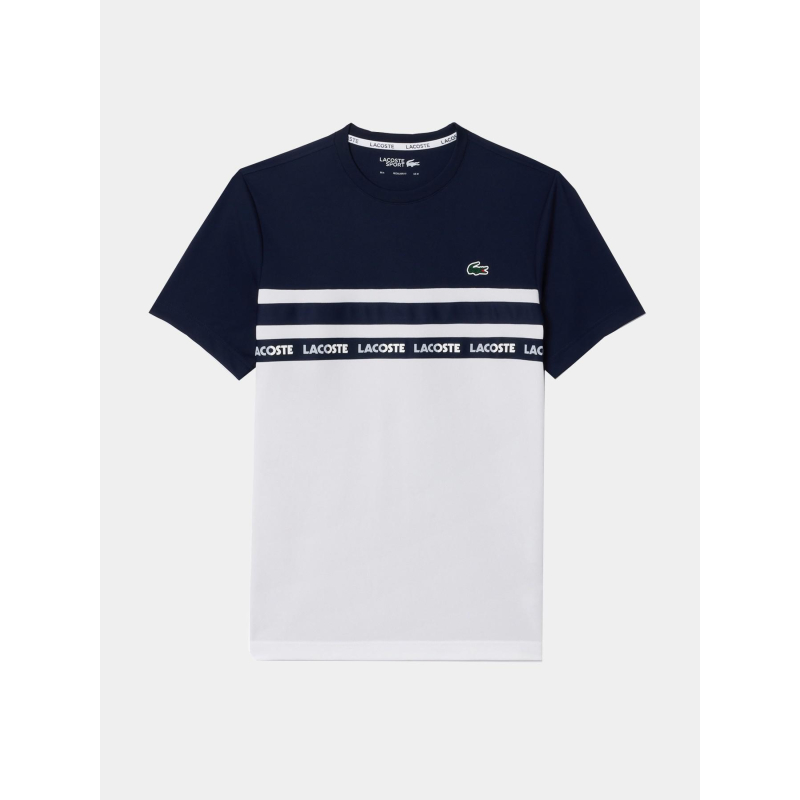 T-shirt colorblock blanc bleu homme - Lacoste