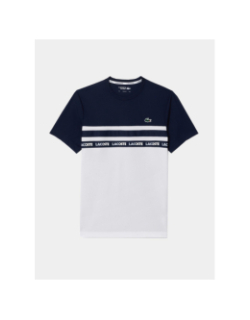 T-shirt colorblock blanc bleu homme - Lacoste