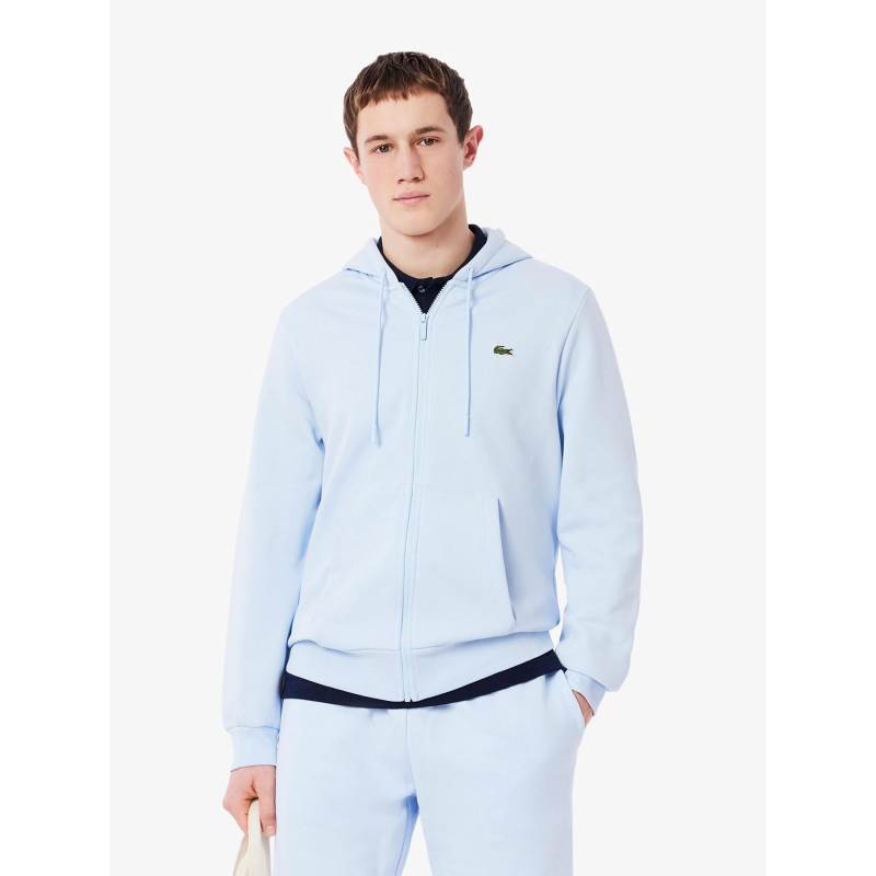 Sweat à capuche zippé molleton bleu homme - Lacoste