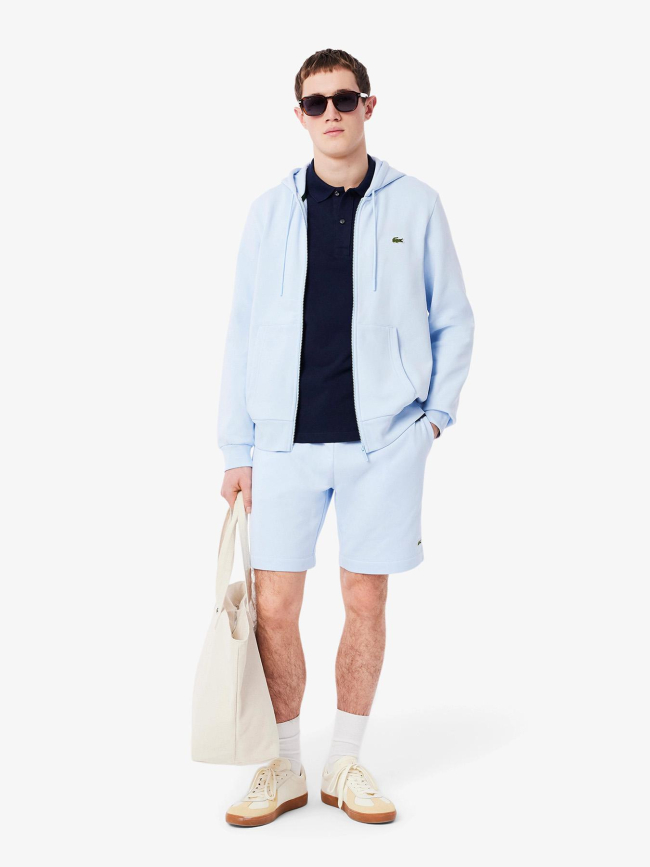 Sweat à capuche zippé molleton bleu homme - Lacoste