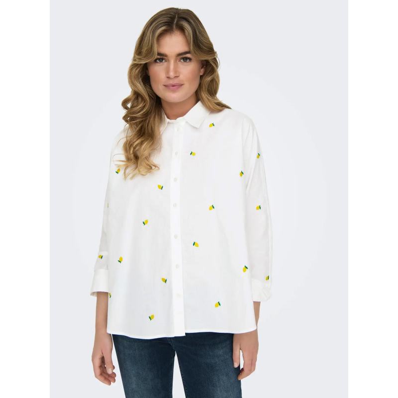 Chemise citron brodé lina grace blanc femme - Only