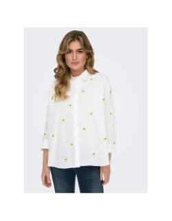 Chemise citron brodé lina grace blanc femme - Only