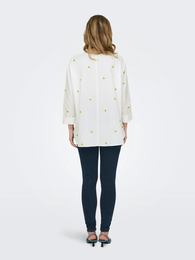 Chemise citron brodé lina grace blanc femme - Only