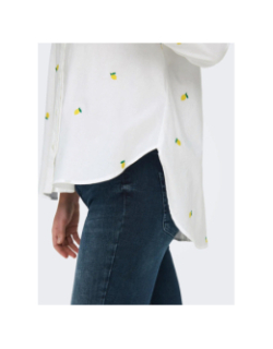 Chemise citron brodé lina grace blanc femme - Only