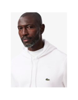 Sweat à capuche molleton de coton blanc homme - Lacoste