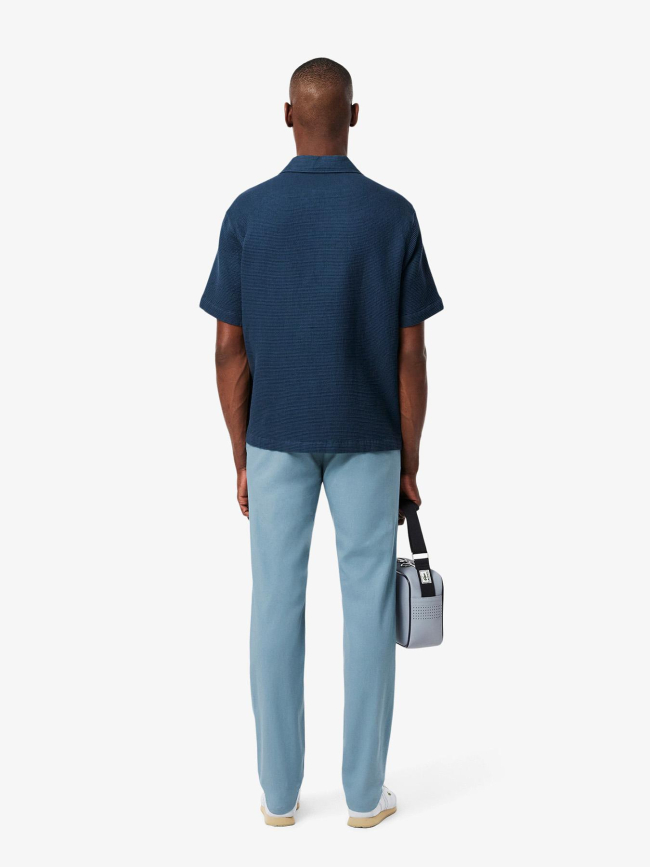 Pantalon chino slim fit en coton stretch bleu homme - Lacoste