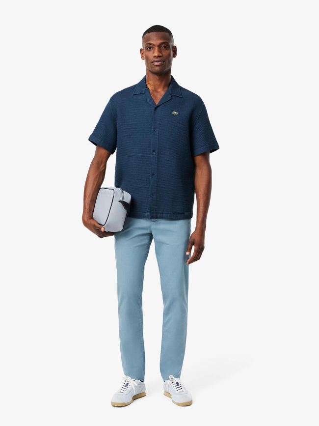 Pantalon chino slim fit en coton stretch bleu homme - Lacoste