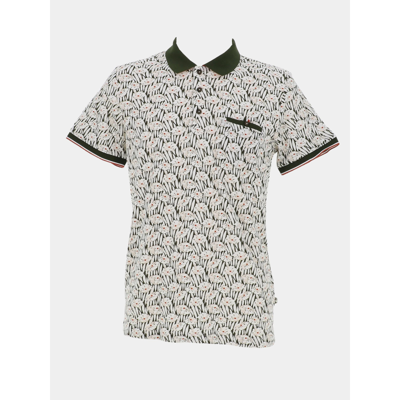 Polo à motif floral groove blanc homme - Benson & Cherry