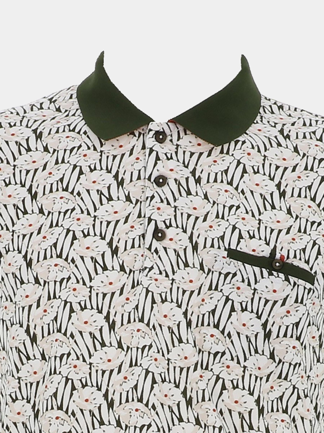 Polo à motif floral groove blanc homme - Benson & Cherry