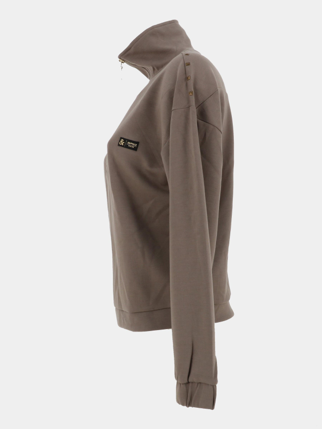 Sweat à col camionneur zippé mélanie kaki femme - Happy & So