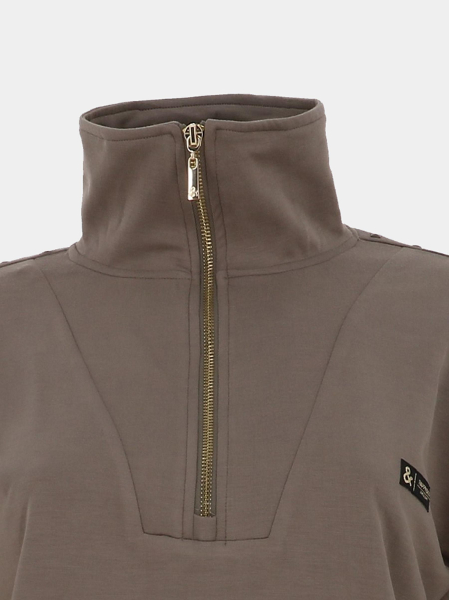 Sweat à col camionneur zippé mélanie kaki femme - Happy & So